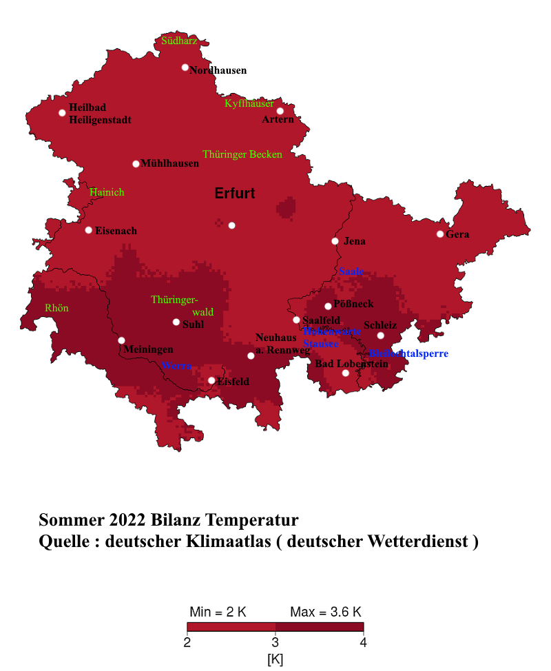 Sommer 2022 Thüringen Rückblick Temperatur