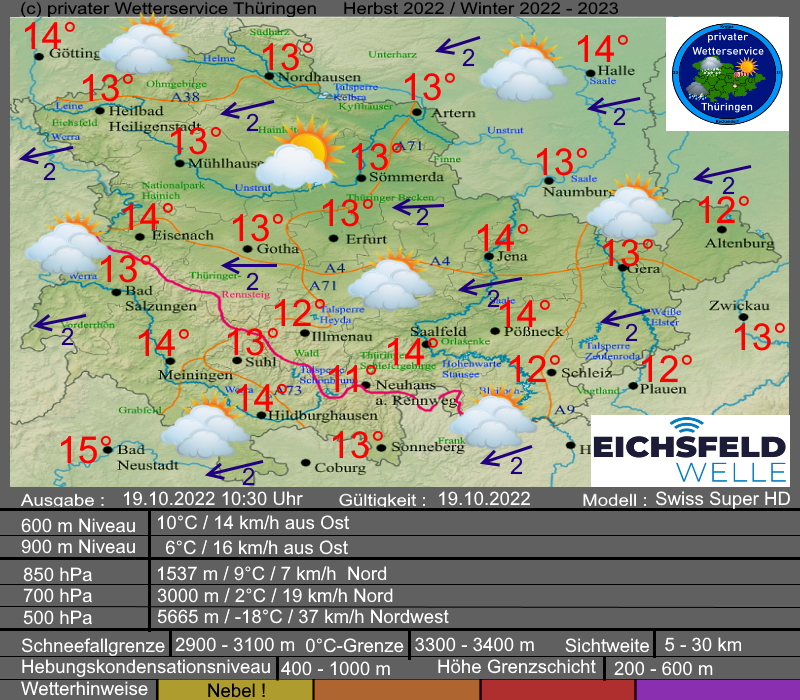 Wettervorhersage Thüringen 19. Oktober 2022