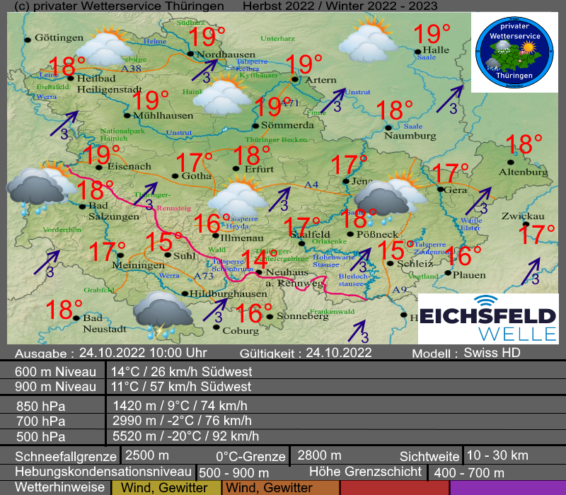 Wettervorhersage Thüringen 24. Oktober 2022