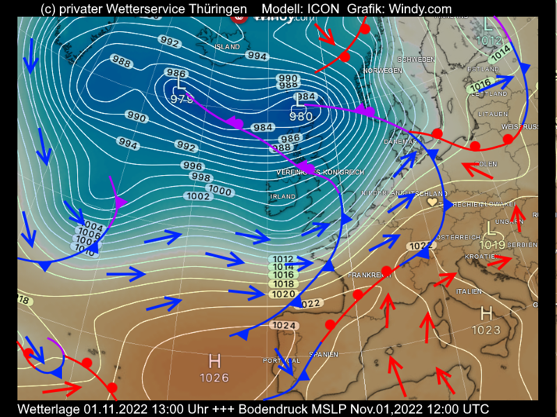 Wettervorhersage Wetterlage 01. November 2022