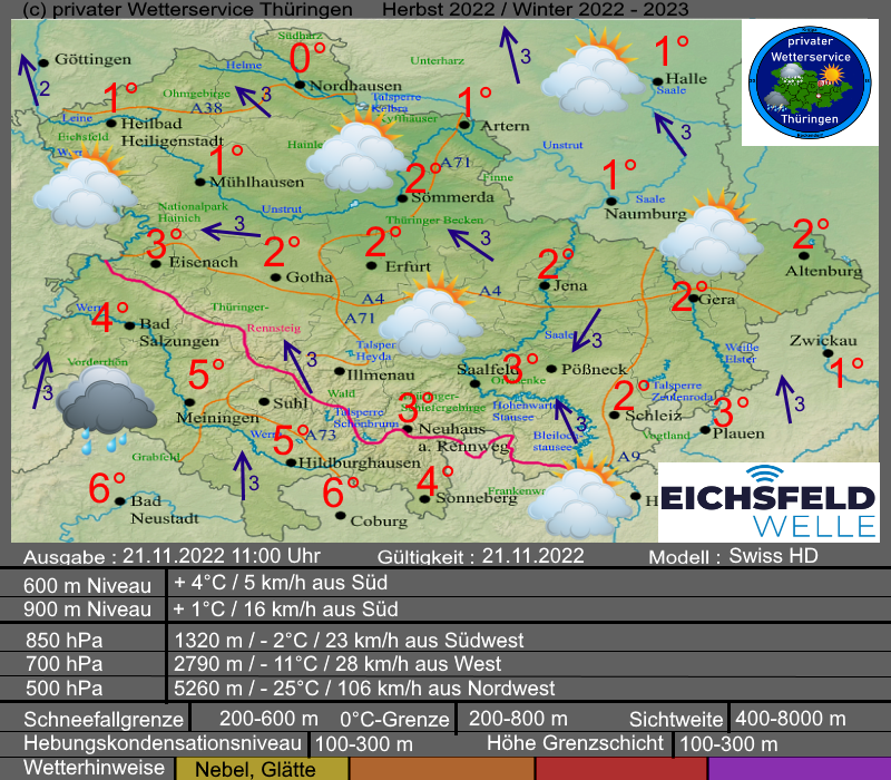 Wettervorhersage Thüringen 21. November 2022