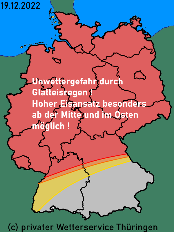Warnlagebericht Deutschlandkarte Glatteislage 19. Dezember 2022