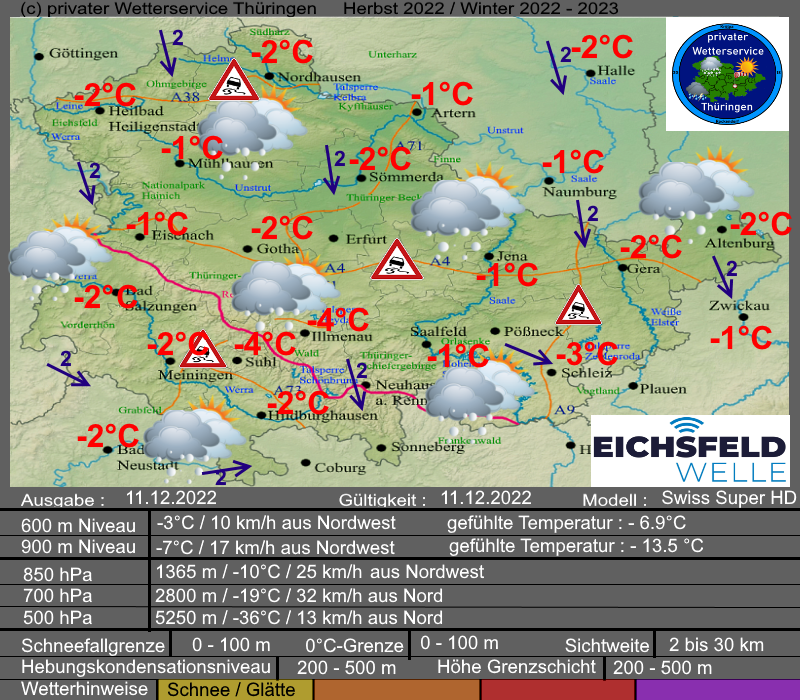 Wettervorhersage Thüringen am 3.Advent 2022