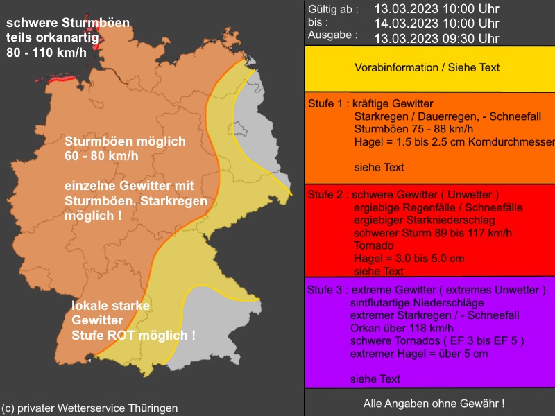 Warnlagebericht Warnkarte Deutschland 13. Maerz 2023