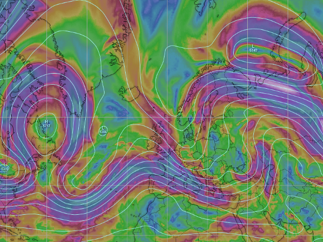 Wetterkarten 500 hPa geopotential Wind