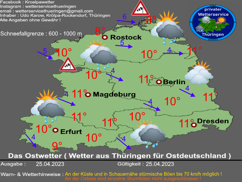 Wettervorhersage Ostdeutschland Mecklenburg Berlin Brandenburg Sachsen Anhalt Sachsen Thüringen 