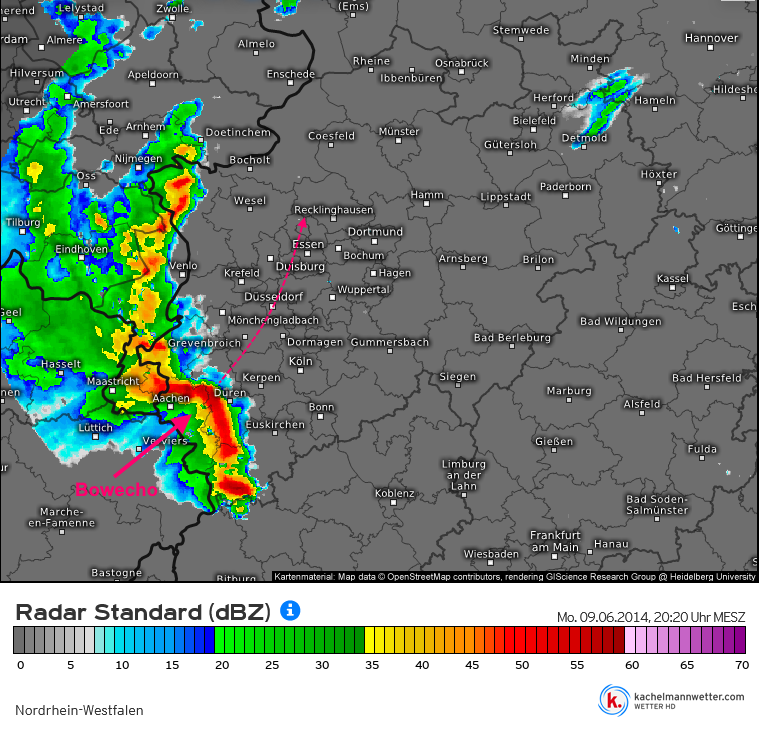 Pfingstunwetter ELA 2014 über NRW Radar