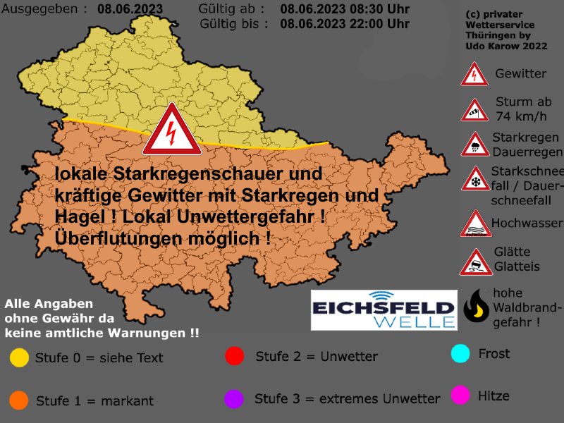 Warnlagebericht Thüringen Warnkarte Wetterservice Thürungen 
