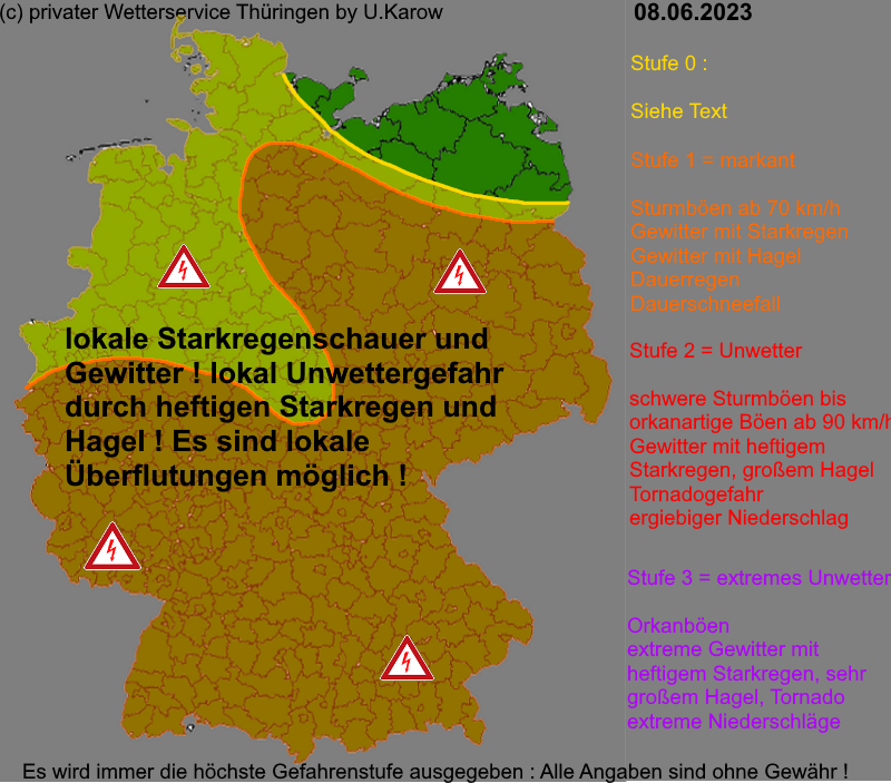 Warnlagebericht Warnkarte Deutschland Wetterservice Thueringen