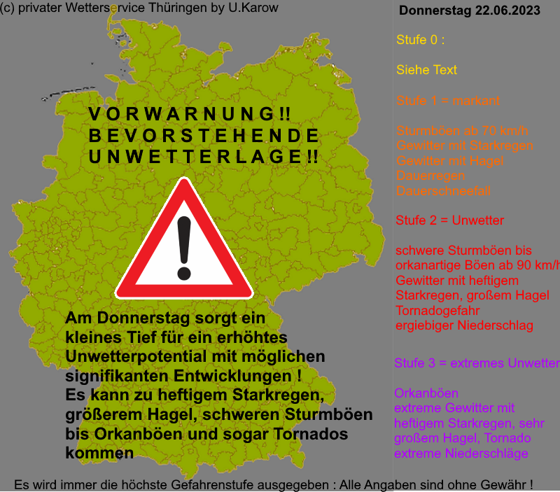 Unwettervorabinformation Deutschland Donnerstag 22. Juni 2023