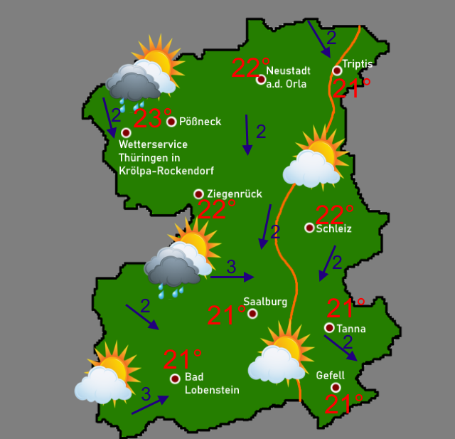 Wettervorhersage Thüringen Saale-Orla-Kreis