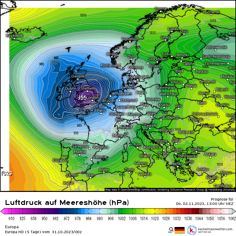 Orkan Westeuropa 02 November 2023