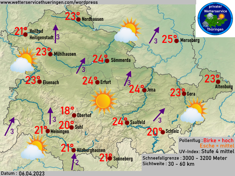 Wettervorhersage Thüringen 6. April 2024