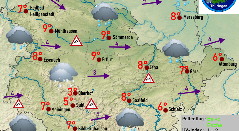 Wettervorhersage Thüringen für Freitag 19 April 2024