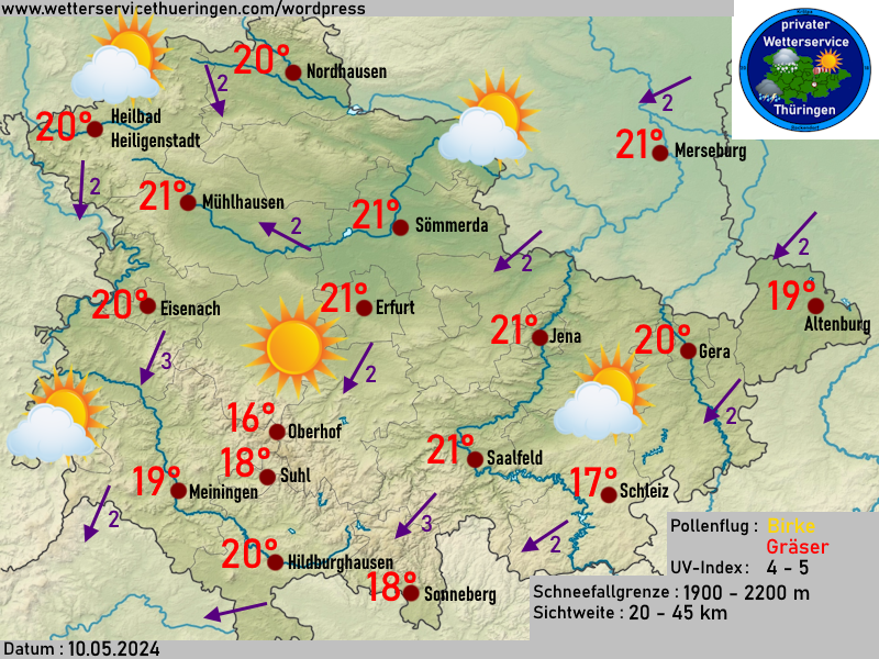 Wettervorhersage Thüringen Freitag 10 Mai 2024