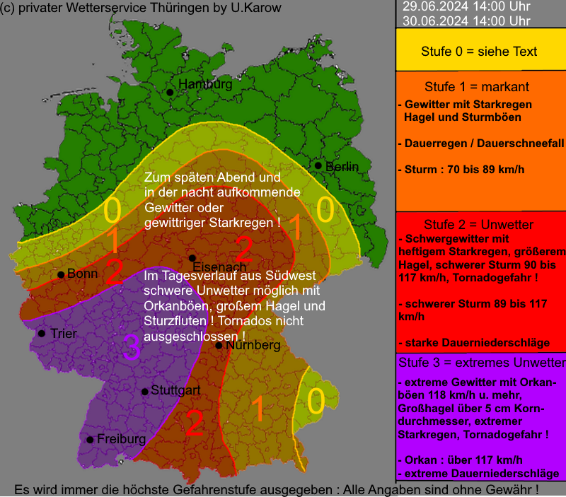 Warnkarte Deutschland 29. Juni 2024