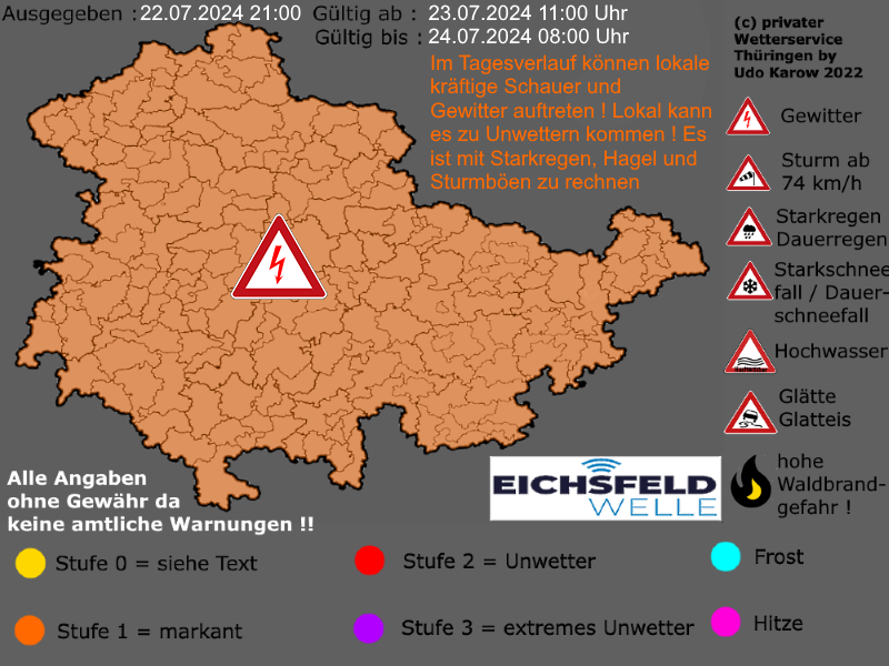 Warnlagebericht Warnkarte Thueringen 