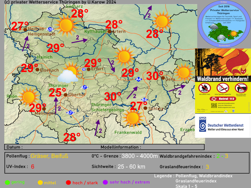 Wettervorhersage Thüringen Dienstag 30. Juli 2024