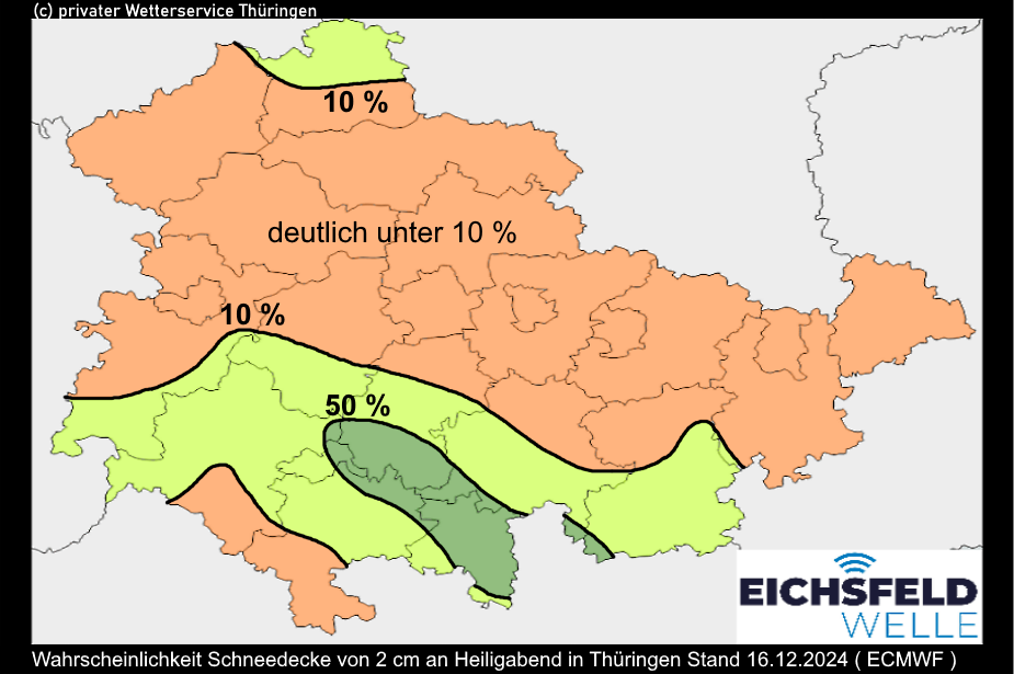 Weisse Weihnacht Wahrscheinlichkeit Thüringen 