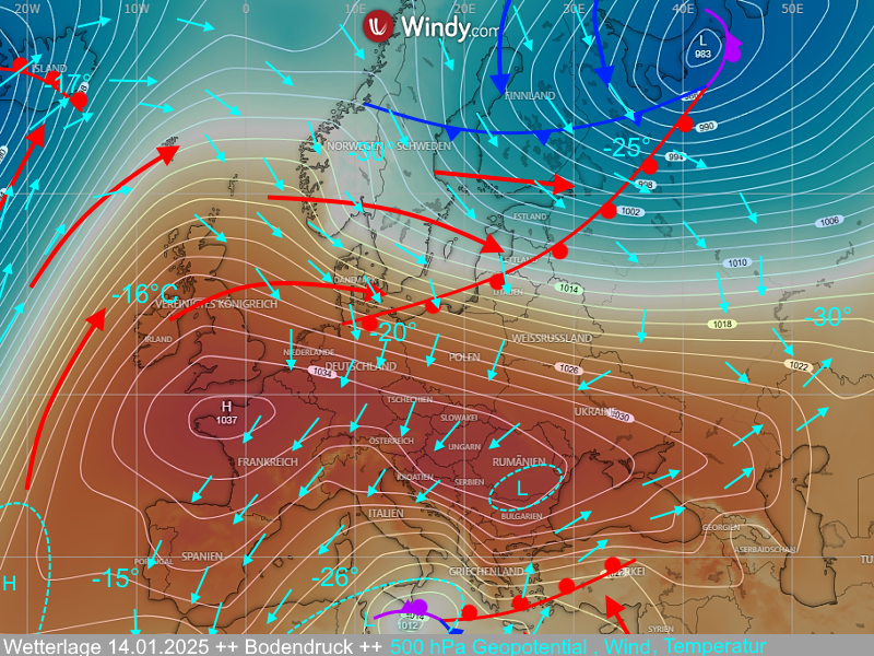 Wettervorhersage Thueringen Wetterlage Isobarenkarte