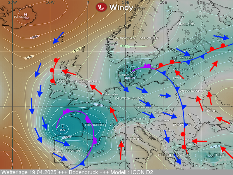 Wettervorhersage Thueringen Wetterlage Isobarenkarte