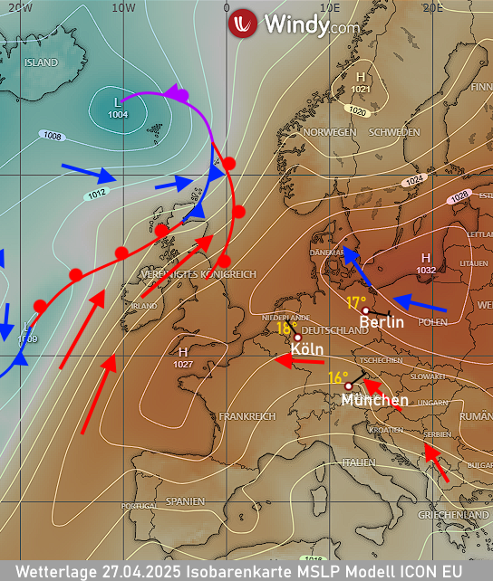 Wettervorhersage Thüringen Wetterlage isobarenkarte