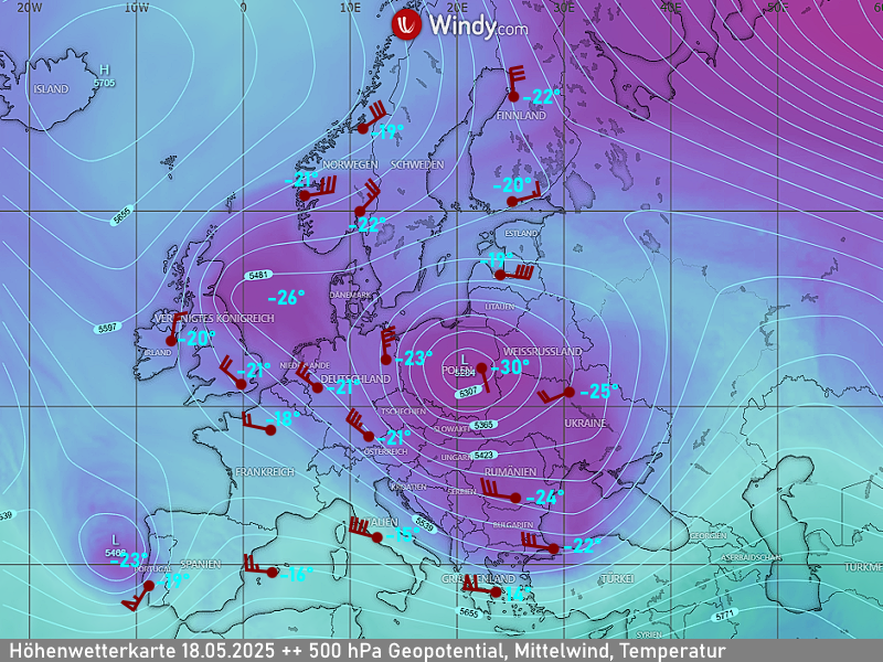 Wettervorhersage Höhenwetterkarte Europa