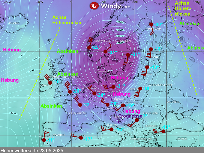 Wettervorhersage Wetterlage Höhenwetterkarte