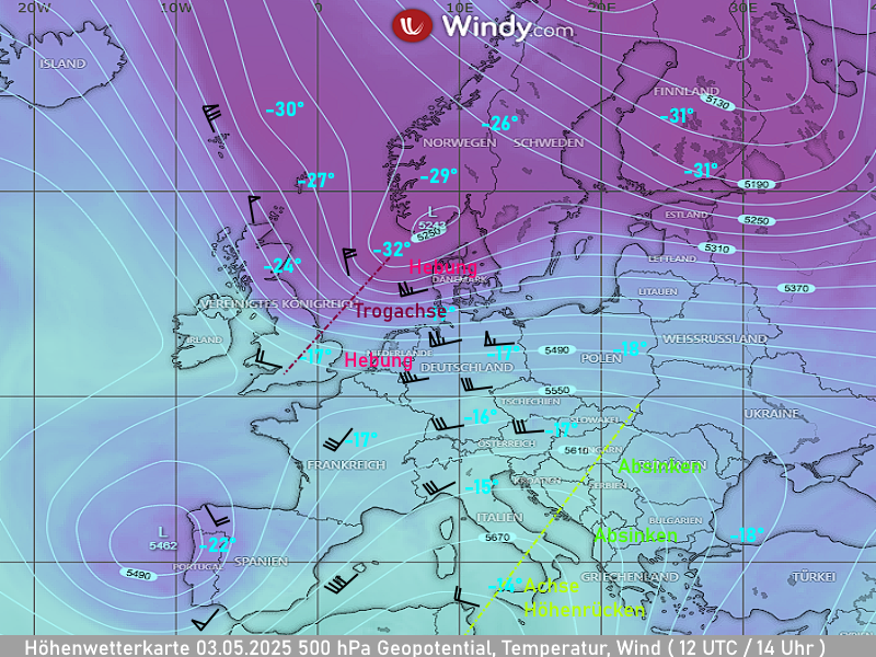 Warnlagebericht Synoptik Hoehenwetterkarte