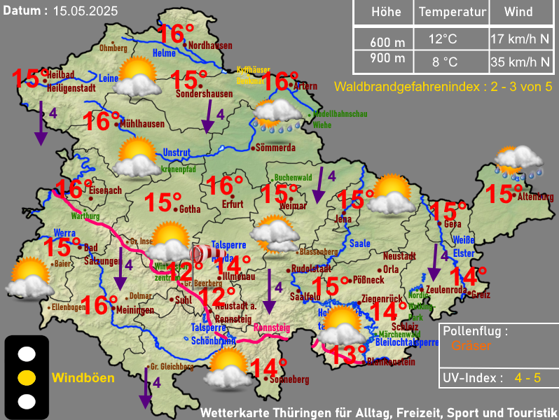 Wettervorhersage Thüringen 15 Mai 2025