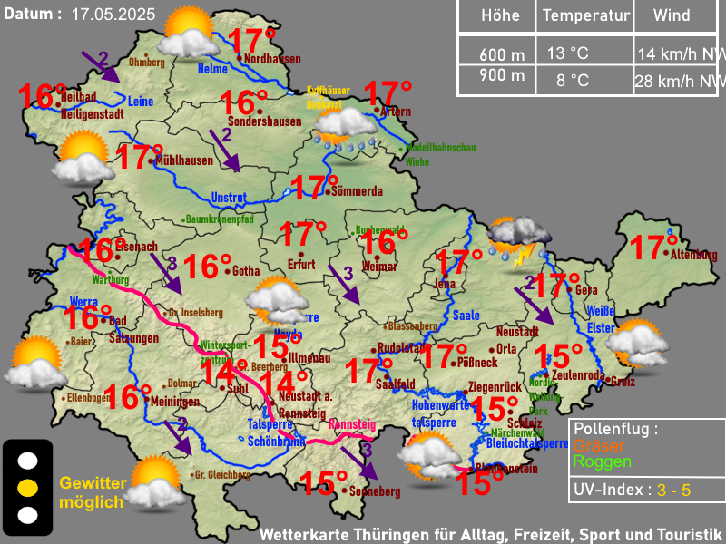 Wettervorhersage Thüringen Wetterkarte