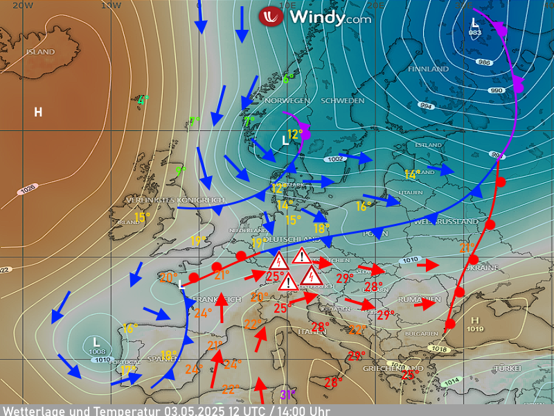 Warnlagebericht Wetterlage isobarenkarte 