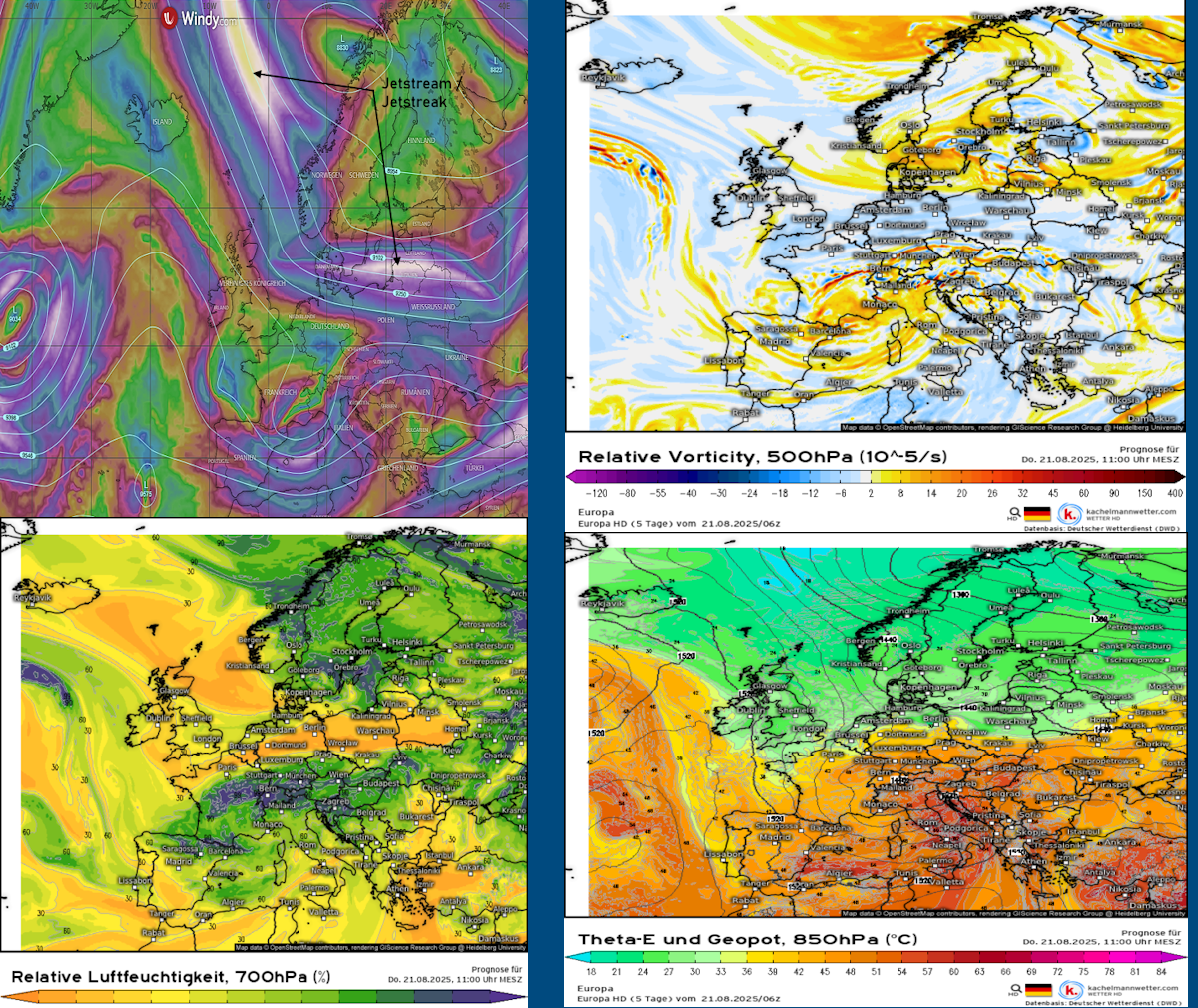 Wetterwissen Modellkarten Viererpanell Atlantikausschnitt 
