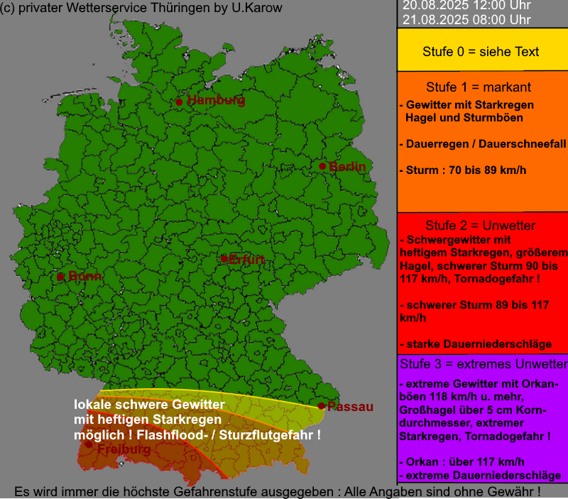 Warnkarte Deutschland 20 August 2025