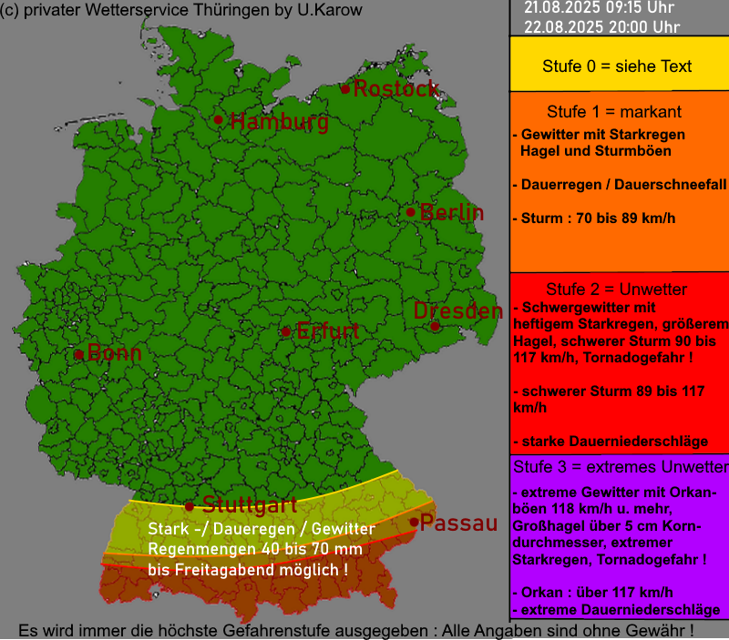 Warnlage Deutschland Warnkarte 21. August 2025