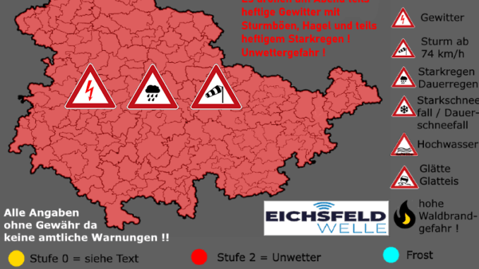 Wetterwarnung Thueringen Warnkarte