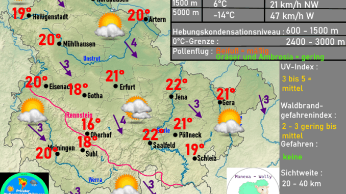 wetterkarte-thueringen-22082025 Wettervorhersage Thüringen 22 August 2025