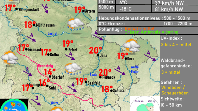 wetterkarte-thueringen-23082025 Wettervorhersage Thüringen Wetterkarte