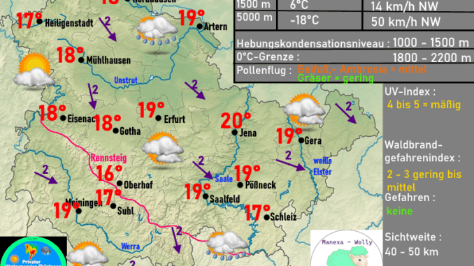 wetterkarte-thueringen-24082025 Wettervorhersage Thüringen Sonntag 24-08-2025