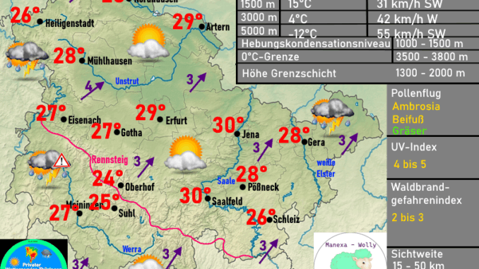 wetterkarte-thueringen-27082025 Wettervorhersage Thüringen Wetterlage