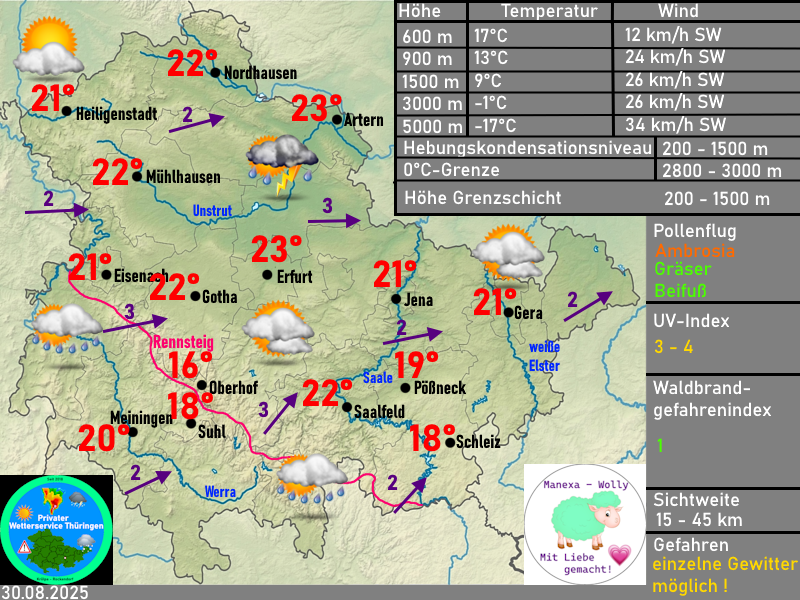 Wettervorhersage Thüringen Wetterkarte