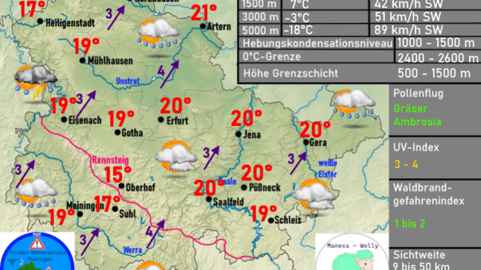 wetterkarte-thueringen-13092025 Wetterlage Wettervorhersage Thüringen Synoptik