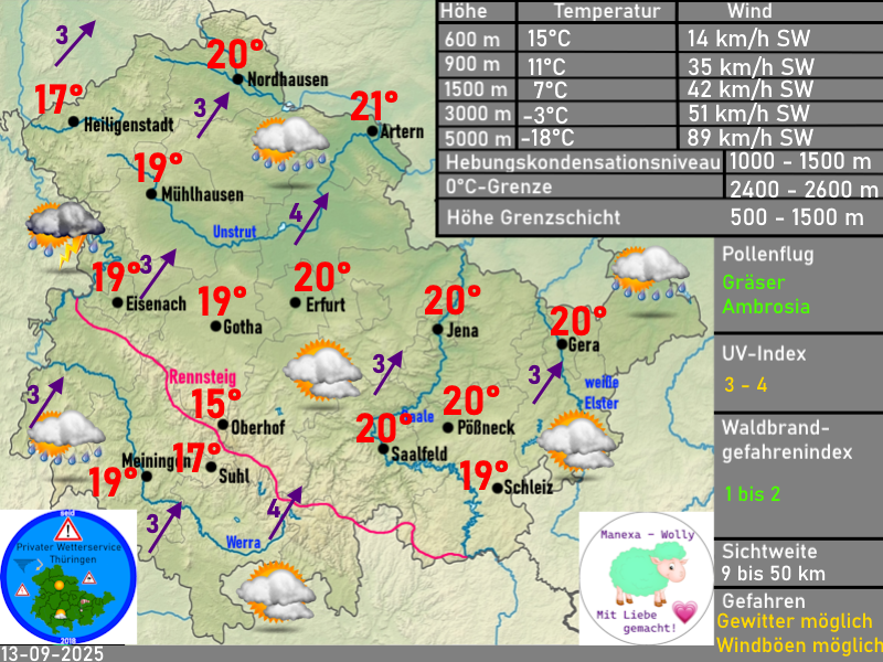Wetterlage Wettervorhersage Thüringen Synoptik