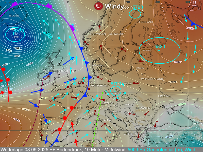 Wetterlage Isobarenkarte Europa