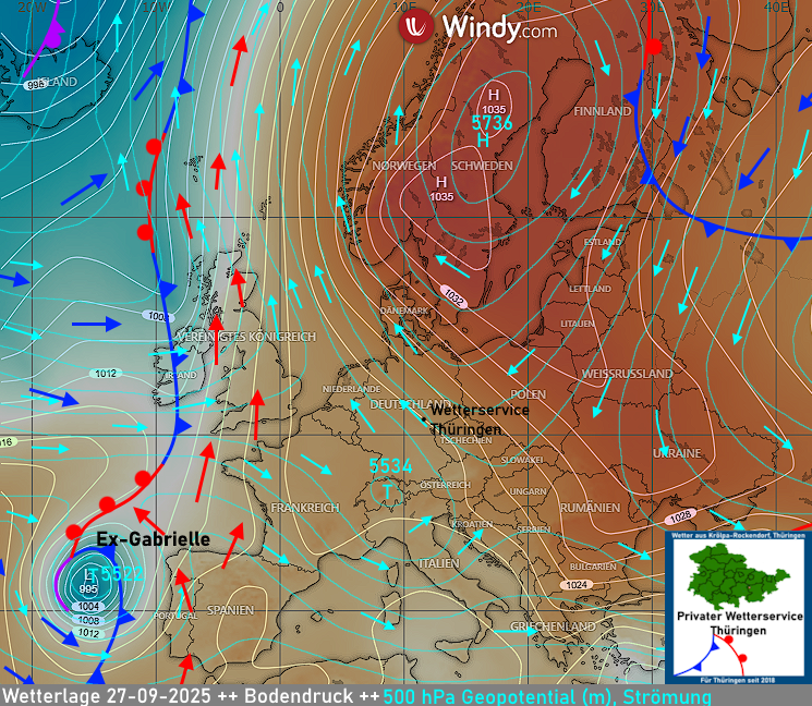 Wettervorhersage Thüringen Wetterlage Isobarenkarte 