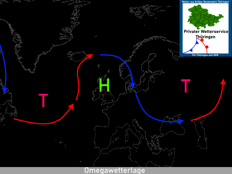 Omegawetterlage Europakarte AStlantikausschnitt