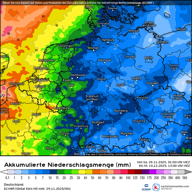 akkumulierte niederschlagsmenge