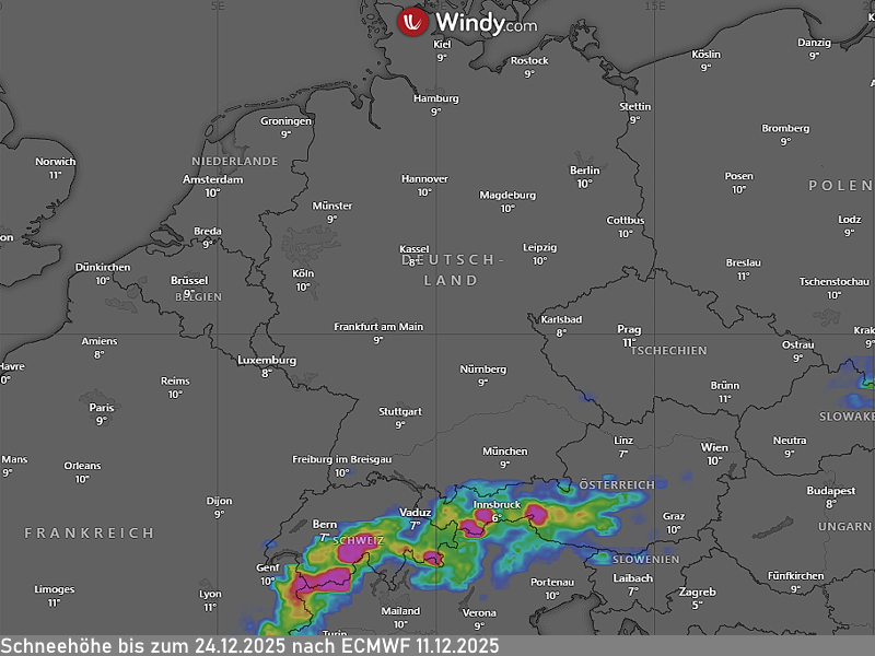 Schneehöhe bis Heiligabend 