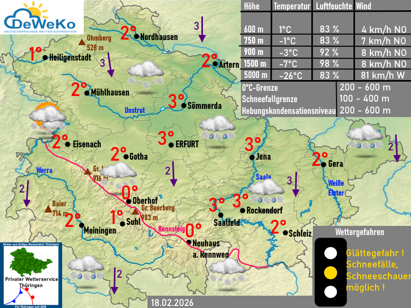 Wettervorhersage Thüringen 18-02-2026
