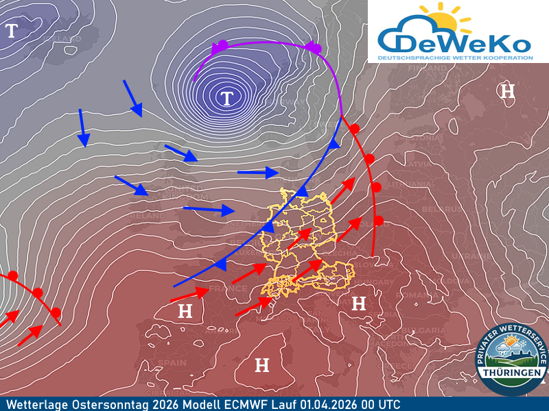 Wetterlage Ostersonntag 2026 Modell ECMWF